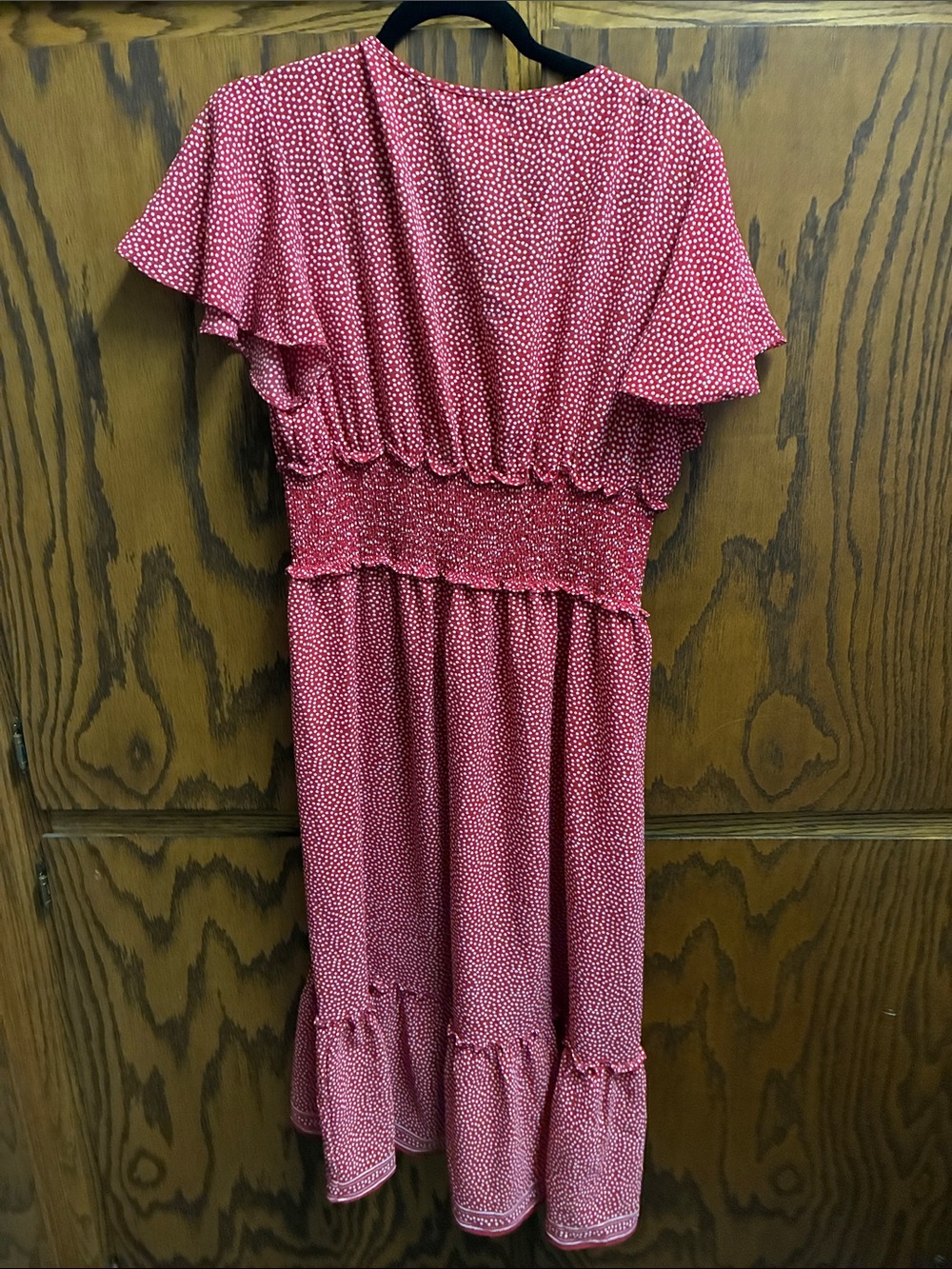 Max Studio Red Printed Ruffle Midi Dress - Picture 3 of 3